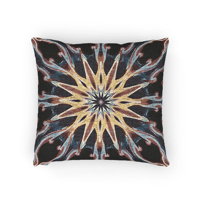 Starburst Mandala Woven Pillow | Geometric Boho Throw Cushion