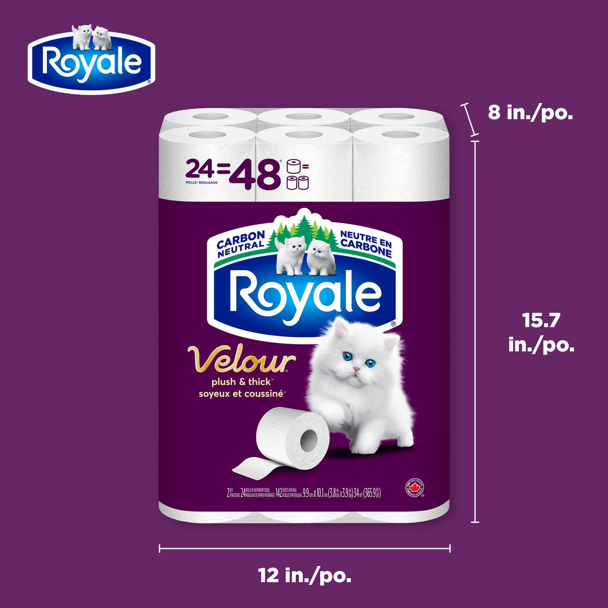 Royale Velour Toilet Paper, 48 Equal 96 Rolls, 142 Bathroom Tissues per roll 🍁 All In One Marketplace Canada