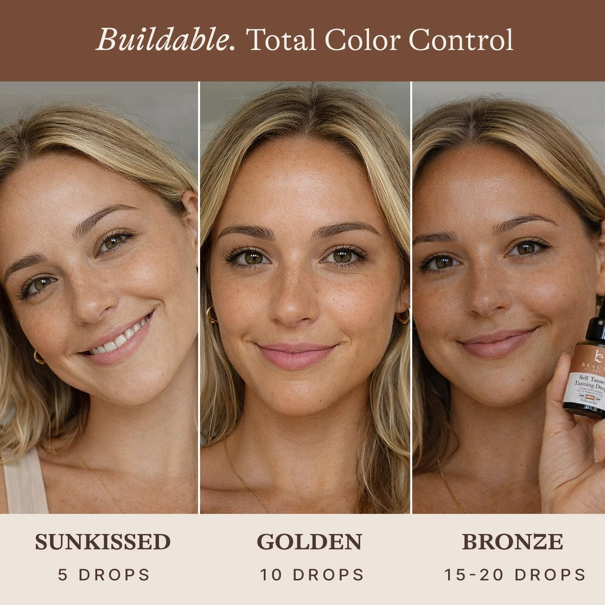 Self Tanning Drops - Natural & Organic Ingredients, Medium Face Tanning Drops to Add to Lotion, Moisturizing Bronzing Tanner for Face & Body, Toxin Free Tanner for Fake Tan 🍁 All In One Marketplace Canada