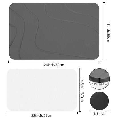 Ceecysaa Stone Bath Mat, Non-Slip Diatomaceous Earth Shower Mat, Quick Drying Bath Mat Stone, Super Absorbent Diatomite Bath Mats for Bathroom Kitchen, Easy to Clean, 60 x 39cm, Dark Gray 🍁 All In One Marketplace Canada