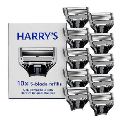 Harry's Original Blades - Men's Razor Refill Pack for Smooth Shaving - Razor Head Replacement - Five Sharp Blades - Flexible Hinge - Moisture Strip - Precision Trimmer - 10 count 🍁 All In One Marketplace Canada
