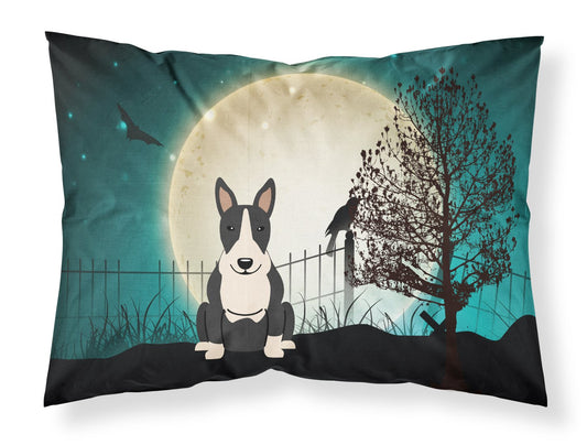 Caroline's Treasures BB2323PILLOWCASE Halloween Scary Bull Terrier Black White Fabric Standard Pillowcase Lightweight Super Soft Easy Care Decorative Artwork Pillowcase, Standard