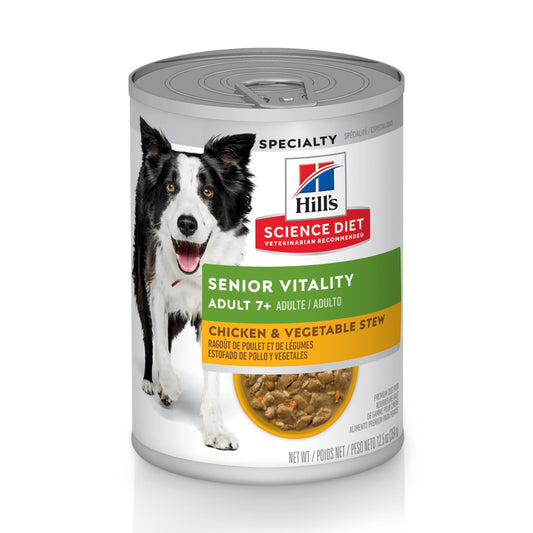 Hill's Science Diet Adult 7+ Senior Vitality Canned Dog Food, Chicken & Vegetable Stew, 12.5 oz, 12 Pack Wet Dog Food 🍁 All In One Marketplace Canada
