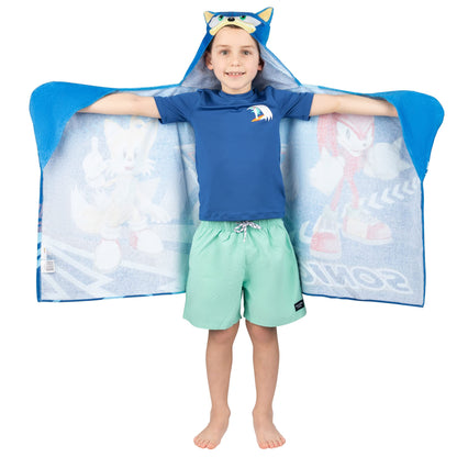 Franco Kids Bath and Beach Super Soft Cotton Hooded Towel Wrap, 24 in x 50 in, Sonic The Hedgehog 🍁 All In One Marketplace Canada