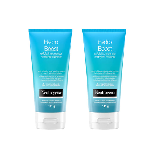 Neutrogena Hydro Boost Exfoliating Face Scrub - Hyaluronic Acid and Aha - Gel Cream Face Cleanser - Non-comedogenic - Blue, Pack of 2 (2x141ml) 🍁 All In One Marketplace Canada