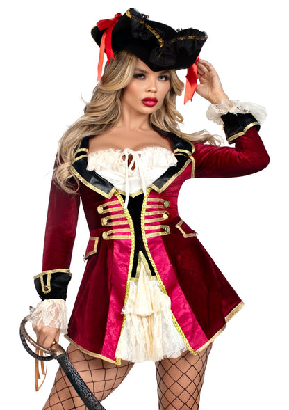 Leg Avenue womens Captivating Captain Halloween Pirate Costume, Multicolor, X-Large