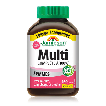 Jamieson 100% Complete Multivitamin for Women, with Cranberry, Biotin and Calcium, Supports Energy, Immunity, Everyday Health, Healthy Skin, and Bone Health, One Per Day, 160 Caplets 🍁 All In One Marketplace Canada