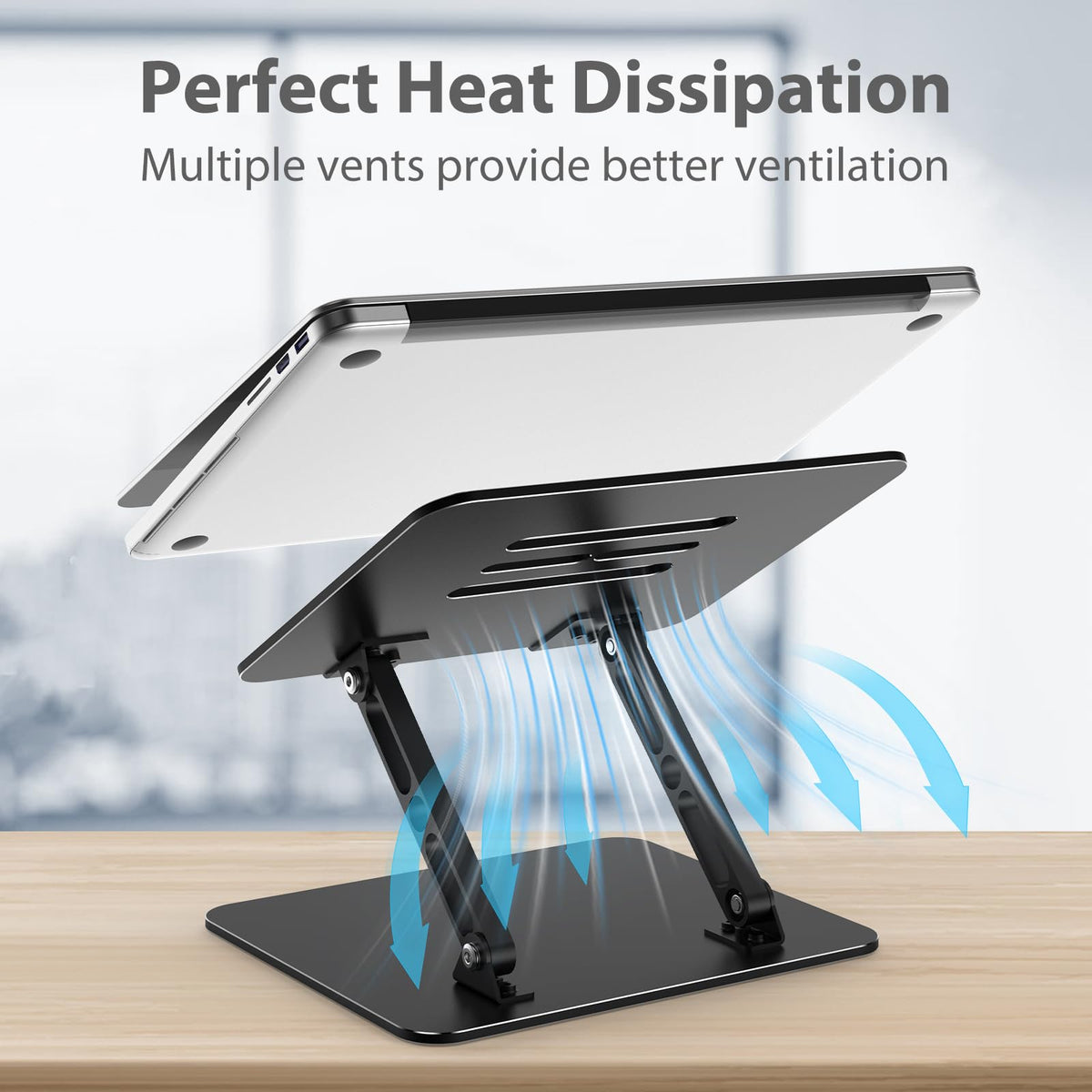Gogoonike Adjustable Laptop Stand for Desk, Metal Foldable Laptop Riser, Portable Laptop Holder, Ventilated Cooling Computer Notebook Stand Compatible with 10-15.6” Laptops 🍁 All In One Marketplace Canada