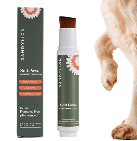 Dandylion Dog Paw Balm, Soft Paws, Paw Moisturizer for Dogs, Dog Lotion with Brush, Fragrance Free pH Balanced Lotion for Paws, Lightweight Moisture for Dry Cracked Paw Pads and Nose, 0.6 fl oz 🍁 All In One Marketplace Canada
