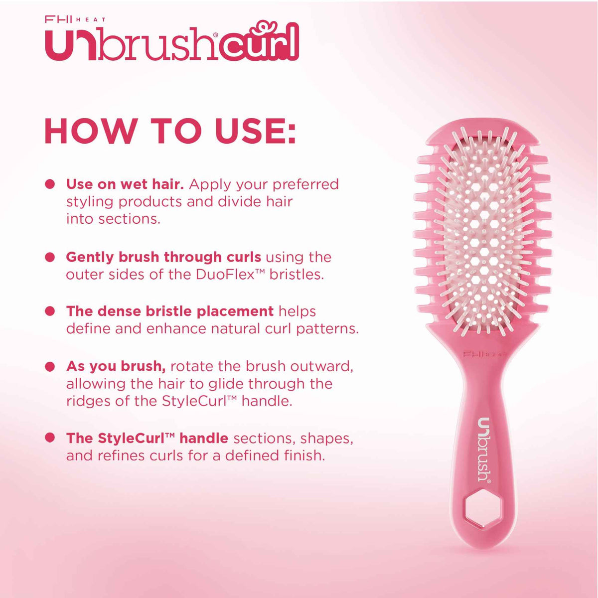 FHI Heat UNbrush Curl Defining Brush — Wavy, Coily, and Curly Hair Brush with DuoFlex Bristles & StyleCurl Handle — for Gentle Detangling & Faster Styling on Wet Hair - Coral Rose 🍁 All In One Marketplace Canada