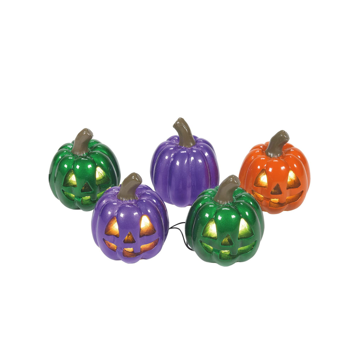 Department 56 Village Halloween Accessories Shiny Pumpkins String of Lights Lit Figurine, 24 Inch, Multicolor