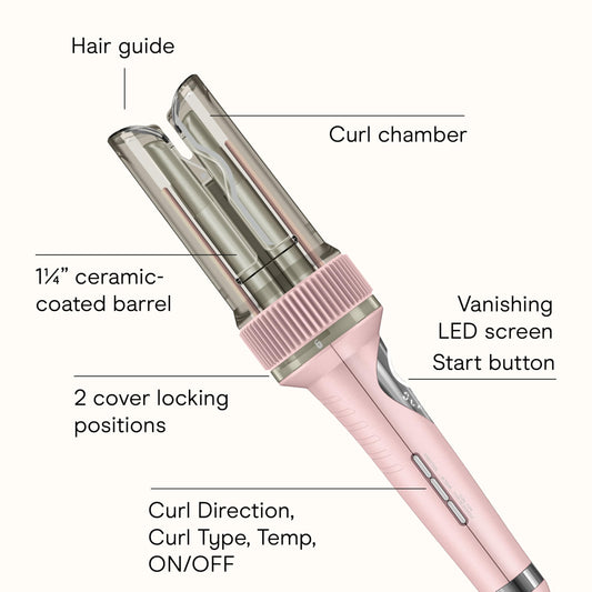 Conair CD1032C Curl Secret 1 ¼ inch Barrel Auto Hair Curler in Pink- 3 curl directions - Medium to Long Hair Lengths produces wavy, soft or blowout curls, All hair types, Dual Voltage for Travel 🍁 All In One Marketplace Canada