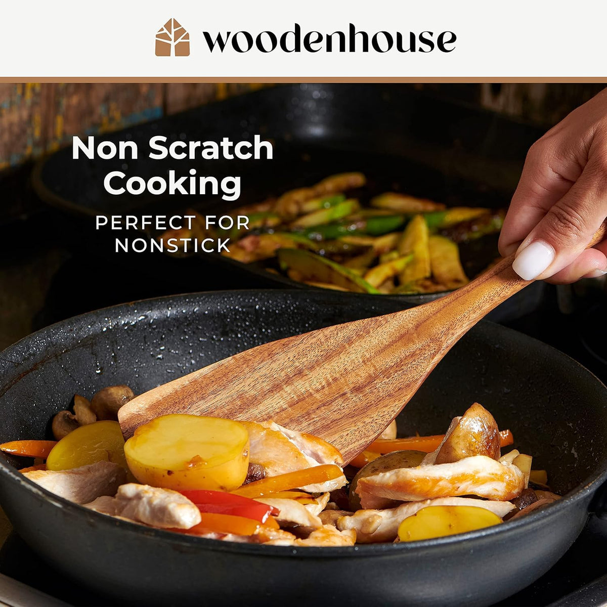 Wooden Spoons for Cooking, Kitchen Utensil Set, 10 Pcs Cooking Utensils Set for Nonstick Pans & Cookware – Study Teak Wood, Lightweight & Heat Resistant 🍁 All In One Marketplace Canada