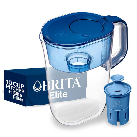 Brita 10 Cup Elite Filter Pitcher with Smart Light Indicator, Reduces 30+ Contaminants including Lead and Microplastics, Filter lasts 6 months, Tahoe, Blue 🍁 All In One Marketplace Canada