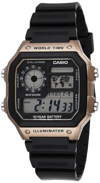 Casio Men's 10-Year Battery Japanese Quartz Watch with Resin Strap, Black, 21 (Model: AE-1200WH-5AVCF) 🍁 All In One Marketplace Canada