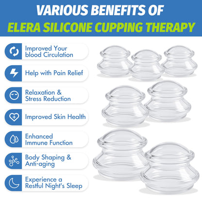 ELERA Silicone Cupping Therapy Set (3 Sizes, 7 Cups), Reusable Massage Cups for Deep Tissue, Cellulite, Face, Neck, Back, Joint, Body Relaxation 🍁 All In One Marketplace Canada