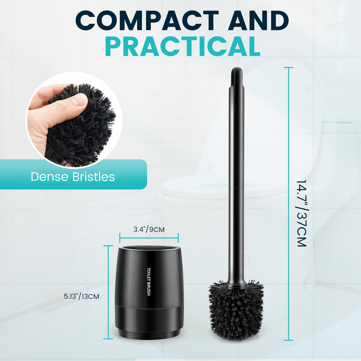 Toilet Brush Toilet Bowl Cleaner Brush and Holder with Dense Durable Scrubbing Bristles Black Toilet Scrubber for Bathroom Deep Cleaning 🍁 All In One Marketplace Canada