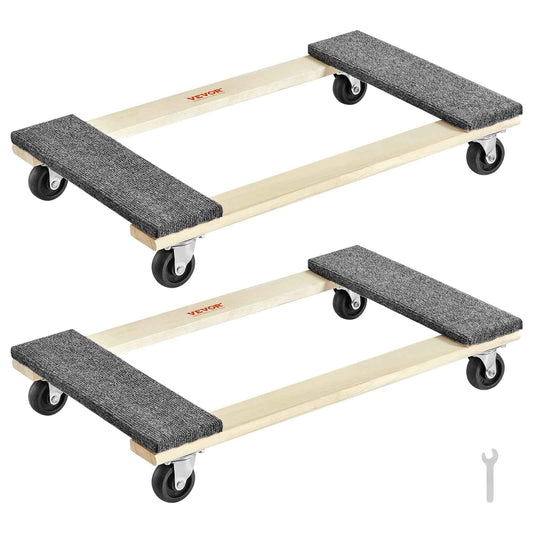 VEVOR Furniture Dolly, 1000 lbs Each Load Capacity, 2 Packs, 18" x 30", 8 x 3" PP Swivel Casters, Heavy Duty Hardwood Furniture Moving Dolly, Mover's Dolly, Moving Cart with Wheels for Heavy Furniture 🍁 All In One Marketplace Canada