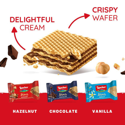 Loacker Minis Variety Pack | Assorted Crispy Wafer Cookies - Hazelnut, Chocolate, and Vanilla Cream Filling | 30% Less Sugar | Non-GMO | Sustainably Sourced Ingredients | 10g/0.35oz – 40 Count, Individually Wrapped 🍁 All In One Marketplace Canada