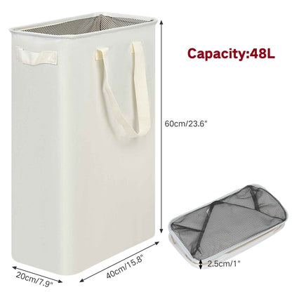 efluky Slim Laundry Hamper with Handles, Collapsible Small Hamper for Laundry, Dirty Clothes Basket for Bedroom, Dorm and Laundry Room, 48L (12.7 Gallon) Beige 🍁 All In One Marketplace Canada