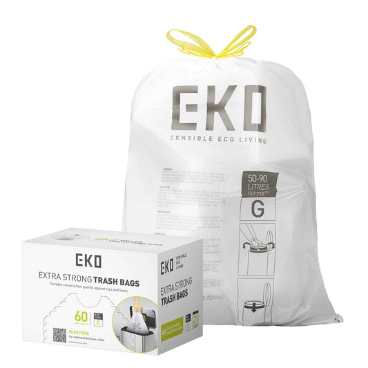 EKO Easy-Dispense Roll of 60 Count Extra-Strong Drawstring Kitchen Trash Bags - 21 Gallon Garbage Bags (79.5L) 1 Pack, Code G 🍁 All In One Marketplace Canada