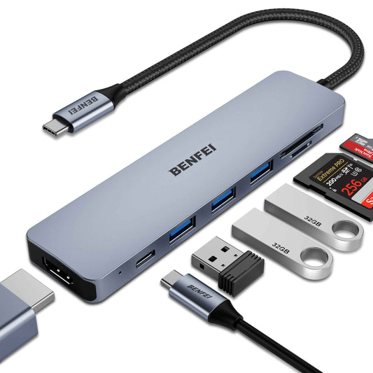 BENFEI USB C HUB 7in1, USB C HUB Multiport Adapter with USB-C to HDMI, USB-C to SD/TF Card Reader/3*USB 3.0/100W Power Delivery, Compatible with iPhone 15 Pro/Max, MacBook, iPad Pro, iMac, S23, XPS17 🍁 All In One Marketplace Canada
