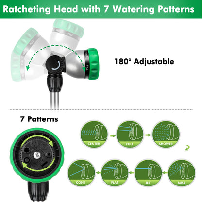 RESTMO Metal Watering Wand, Heavy Duty Garden Hose Wand with 180° Swivel Ratcheting Head, 16-Inch Hose Nozzle Sprayer with 7 Spray Patterns and Flow Control, Ideal to Water Hanging Baskets and Shrubs 🍁 All In One Marketplace Canada
