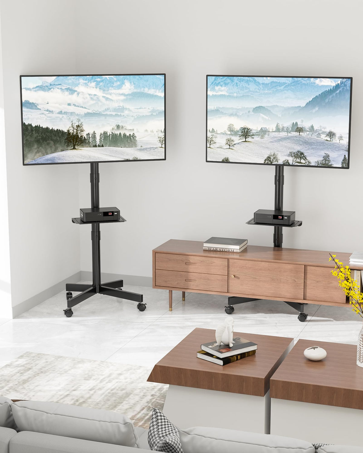 BONTEC Mobile TV Stand with Tilt Function, Rolling TV Cart for 23-60" LED, LCD, OLED TVs, Holds up to 88lbs, Max VESA 400x400mm, Adjustable Media Shelf, TV Stand for Living Room, Bedroom, Office 🍁 All In One Marketplace Canada