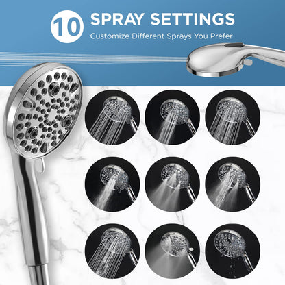 MakeFit Rain Shower Heads System, 3-Spray Dual Shower Head with Solid Brass Adjustable Bar, Rainfall Showerhead with 10 Settings High Pressure Handheld Spray, Buit-in Power Wash Mode (Chrome) 🍁 All In One Marketplace Canada