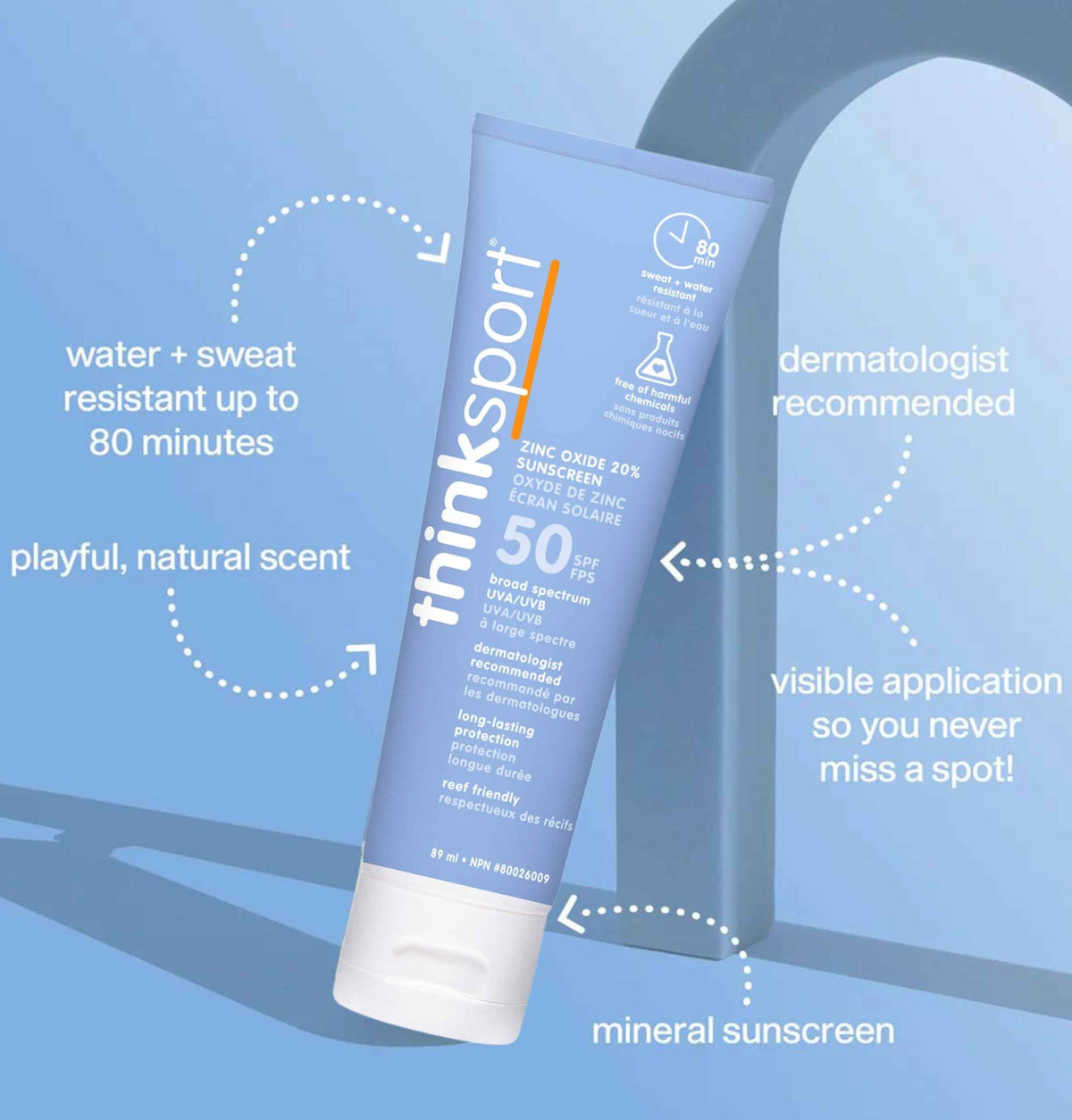 Thinksport SPF 50 plus Mineral Sunscreen, 3 Oz., Natural Sunblock for Sports & Active Use - Water Resistant - Sun Screen for Sun Protection, Pack of 2 🍁 All In One Marketplace Canada