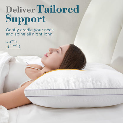 viewstar Bed Pillows Queen Size 2 Pack, Firm Support Gusseted Side Sleeper Hotel Pillow for Back and Stomach Sleeping, White 🍁 All In One Marketplace Canada