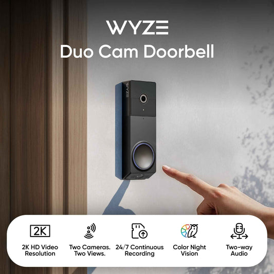 WYZE Duo Cam Doorbell - Security Video Doorbell Battery Powered with Chime, Dual Cameras Door Bell Cam, 2K Full HD and Color Night Vision, 24/7 Local Recording, IP65 Weather Resistant, Black 🍁 All In One Marketplace Canada