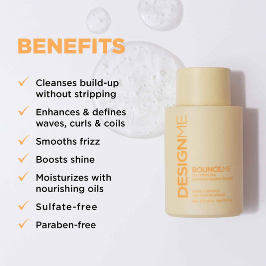DESIGNME BOUNCE.ME Curl Shampoo | Curl-Defining, Anti-Frizz - For All Curly Hair Types | Nourishing with Kukui Nut Seed and Buriti Oil | Boost Shine, Moisturize Curly Hair 🍁 All In One Marketplace Canada