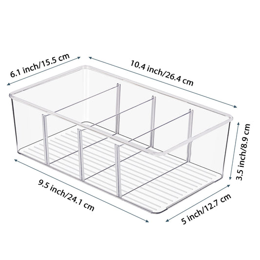 Vtopmart 4 Pack Food Storage Organizer Bins, Clear Plastic Bins for Pantry, Kitchen, Fridge, Cabinet Organization and Storage, 4 Compartment Holder for Packets, Tea, Snacks, Pouches, Spice Packets 🍁 All In One Marketplace Canada