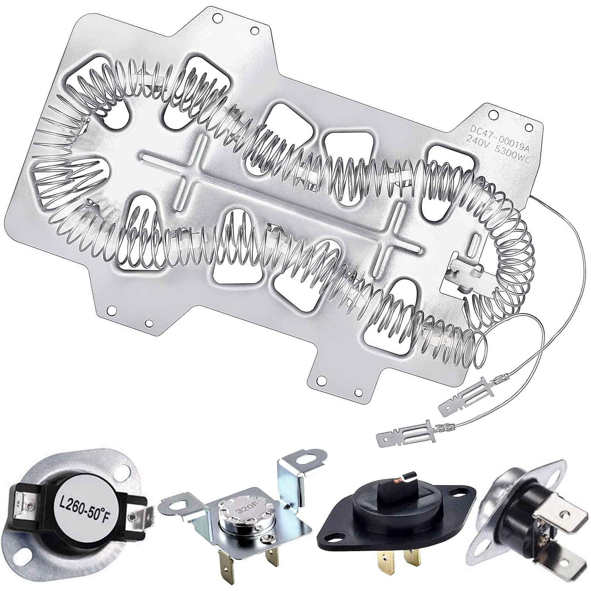 DC47-00019A Dryer Heating Element for Samsung, Dryer Thermal Fuse DC96-00887A & DC47-00016A, Thermistor DC32-00007A, Thermostat DC47-00018A, Dryer Repair Kit for Samsung DV42h5000EW/A3 DV45h7000EW/A2 🍁 All In One Marketplace Canada