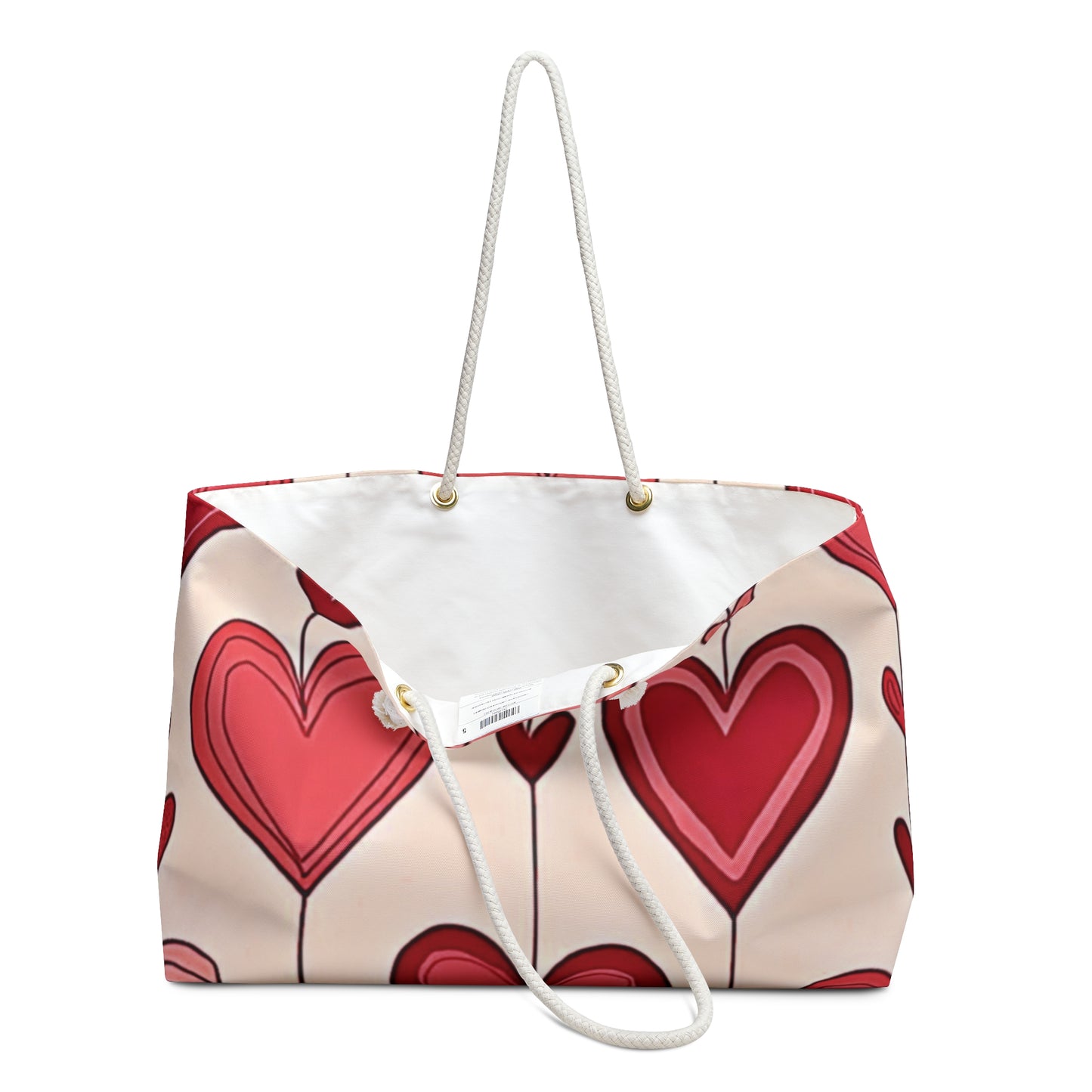 Hand-Drawn Red Hearts Weekender Bag | Valentine Heart Pattern Tote| Large Tote Bag| Everyday mom bag| Gift for mom| Beach bag