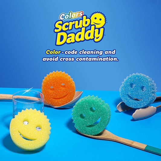 Scrub Daddy Sponge Set - Colors - Scratch-Free Scrubbers for Dishes and Home, Odor Resistant, Soft in Warm Water, Firm in Cold, Deep Cleaning, Dishwasher Safe, Multi-use, Functional, 4ct 🍁 All In One Marketplace Canada