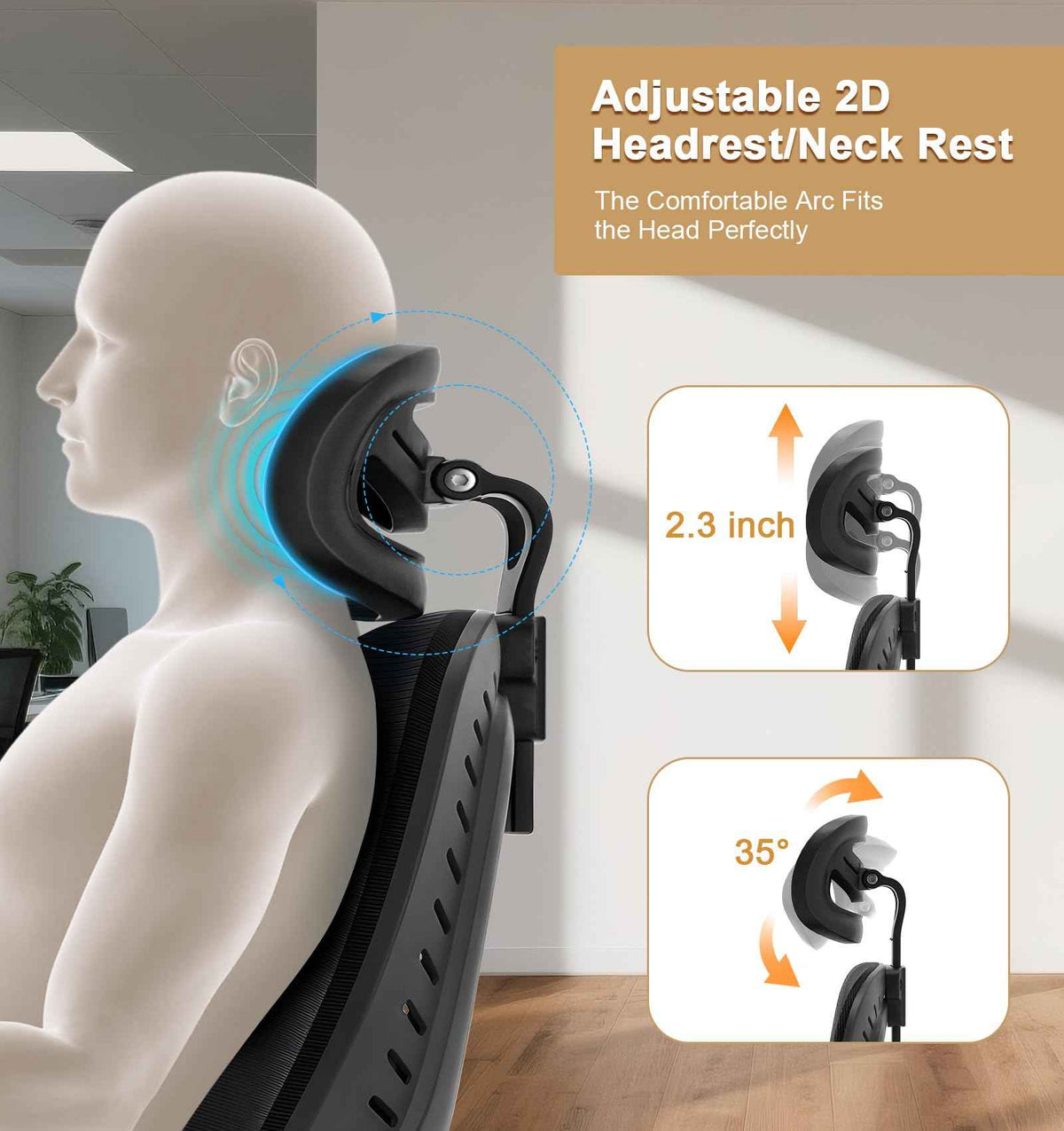 Office Chair, SPRDENG Ergonomic Office Chair with Two-Way Adjustable Lumbar Support & Headrest, High Back S-Shaped Computer Chair with Flip-up Padded Armrests, Swivel Task Chair for Home Office 🍁 All In One Marketplace Canada