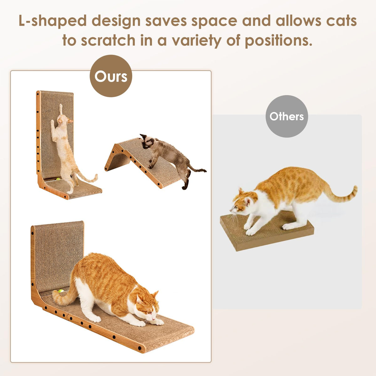 EHEYCIGA Cardboard Cat Scratcher for Indoor Cats, 68 CM L Shaped Vertical Cat Scratching Pad with Ball Cat Toy, Large Cat Scratcher Board 🍁 All In One Marketplace Canada