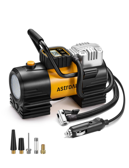 AstroAI Tire Inflator Portable Air Compressor (Up to 150 PSI) Tire Pump for Car 12V DC Digital Air Pump with 12 LEDs Super Bright Light for Bicycle, Motorcycle, Automotive Car Accessories 🍁 All In One Marketplace Canada