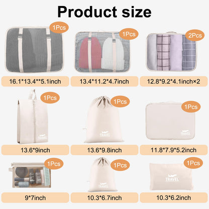 10 Set Packing Cubes for Suitcases, Packing Cubes Travel Essentials Organizer Bags, Travel Organizers (Beige) 🍁 All In One Marketplace Canada