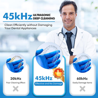 Upgraded Ultrasonic Retainer Cleaner Machine, 45kHz Ultrasonic Dentures Cleaner for Night Guards, Braces, Aligner, Toothbrush, Jewelry and More, 200ML Capacity, Black1 🍁 All In One Marketplace Canada