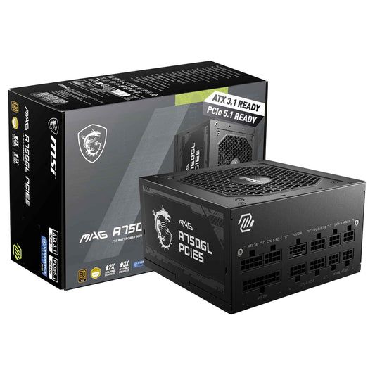 MSI MAG A750GL PCIE5, Fully Modular Compact Gaming 750W Power Supply, 80+ Gold, ATX 3.1 & PCIe 5.1 Ready, Native Dual-Color 12V-2x6 Cable, 10 Year Warranty 🍁 All In One Marketplace Canada