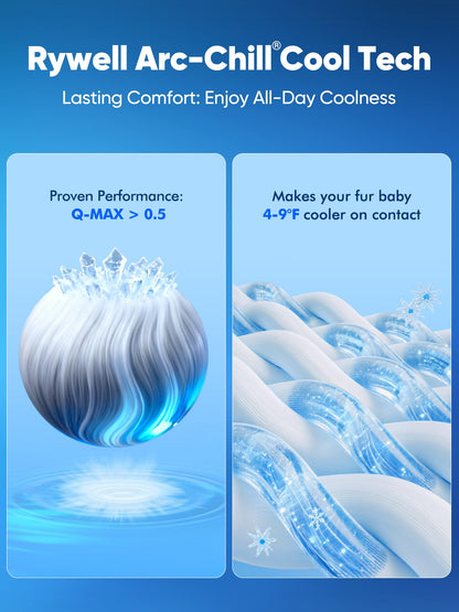 【Upgraded】Rywell Extra Large Dog Cooling Mat 44"x32" Thickened Self-Cooling Pad for Large Dogs, Arc-Chill Waterproof Non-Slip, Washable Pet Cooling Bed Mat for Crate, Sofa, Kennel, Grey,Q-Max>0.5 Blue 🍁 All In One Marketplace Canada
