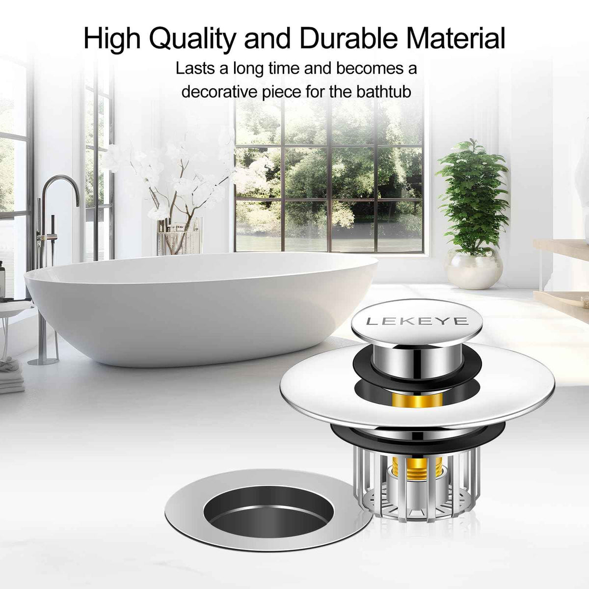 LEKEYE Tub Stopper | Shower Drain Hair Catcher | Pop-up Drain Stopper with Strainer | Bathroom Bathtub Plug | Drain Protector for 1-1/2 to 1-3/4" Bath Drain Hole 🍁 All In One Marketplace Canada