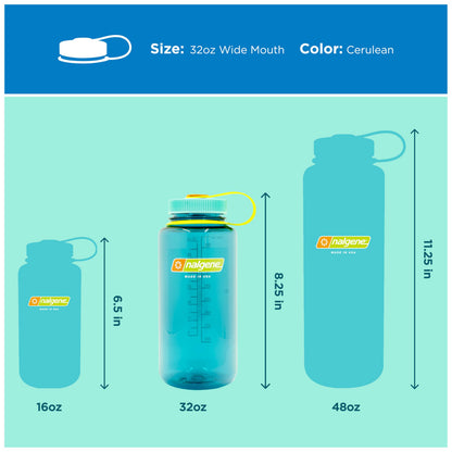Nalgene 32 oz Wide Mouth Water Bottle BPA-Free, Durable & Leak Proof, Lightweight Bottle for Hiking & Gym, Work & Travel, Cerulean 🍁 All In One Marketplace Canada