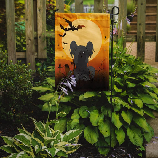 Caroline's Treasures BB4378GF Halloween Chinese Crested Black Flag Garden Size, Small, Multicolor
