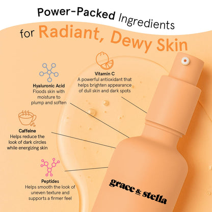grace & stella Vitain C Serum (50ml /1.7 fl oz) - Brightening Vitamin C Face Serum with Hyaluronic Acid - To Reduce Dullness & Dark Spots - Vegan Skincare 🍁 All In One Marketplace Canada