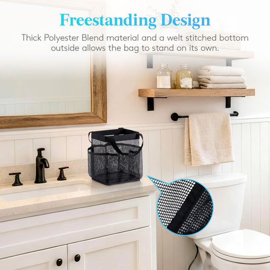 Lifewit Mesh Shower Caddy Freestanding Portable Shower Tote Bag for College Dorm, Bathroom, Gym, Travel, Quick Dry Hanging Shower Organizer with 7 Storage Pockets for Toiletry Essentials, Medium,Black 🍁 All In One Marketplace Canada