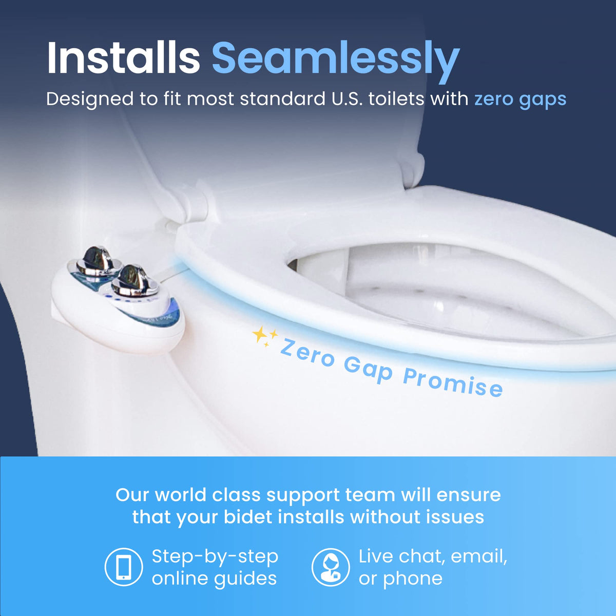 LUXE Bidet NEO 185 - Dual Nozzle, Self-Cleaning, Non-Electric Bidet Attachment for Toilet Seat, Adjustable Water Pressure, Rear & Feminine Wash (Blue) 🍁 All In One Marketplace Canada